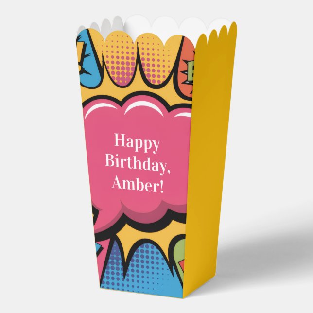 Girls’ Colorful Pop Art Birthday Party Favour Box (Back)