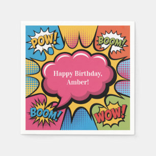 Girls’ Colorful Pop Art Birthday Party Napkin