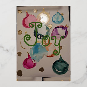 Girls Colourful Christmas Joy Babydoll  Foil Holiday Card