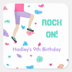 Girls Colourful Rock Climbing Party   Square Sticker