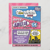 Girls Comic Book Style Superhero Birthday Party