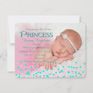 Girls Confetti Birth Announcements