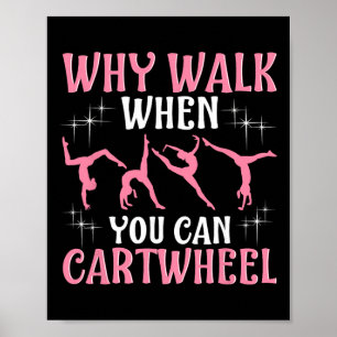 Girls' Cool Cartwheel Gymnastics - Black, Clic Fit Poster