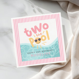 Girls Cool Summer Two the Pool 2nd Birthday Napkin
