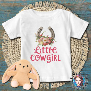 Girls Cowgirl Horseshoe Floral Western Cowgirl Baby T-Shirt
