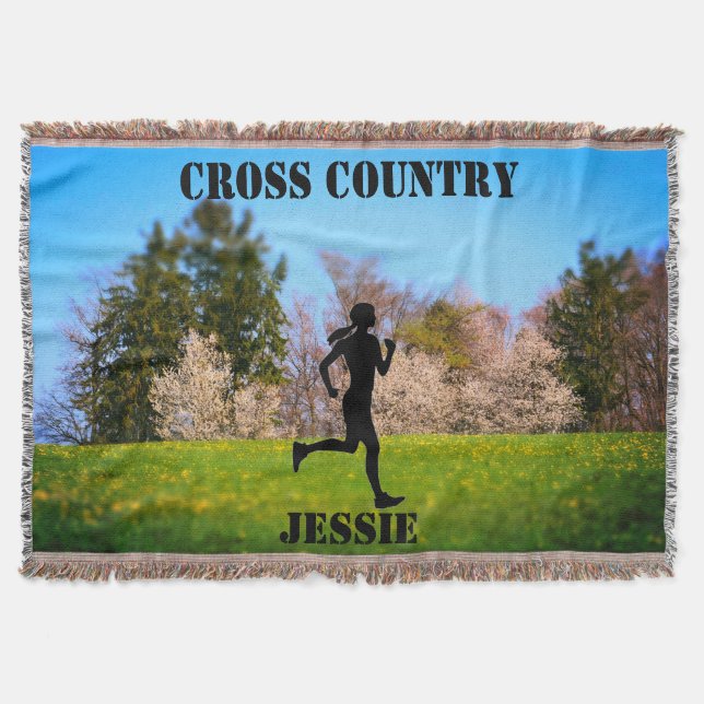Girls Cross Country Running Throw Blanket (Front)