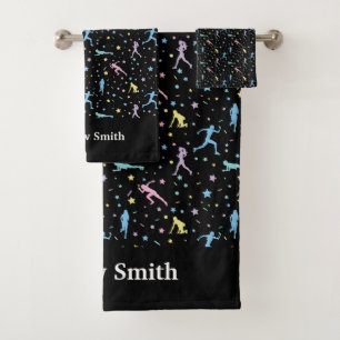Girls Cross Country, Track Field, Marathon Runner Bath Towel Set