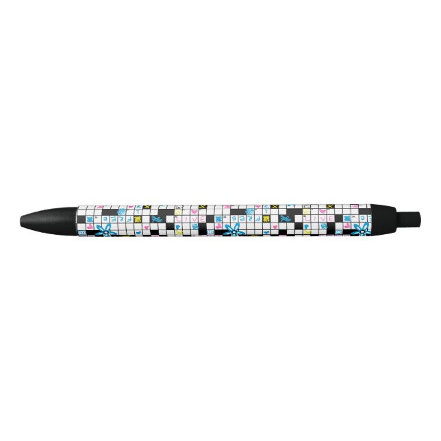 Girl's crossword puzzle black ink pen (Front)