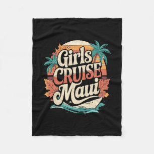 Girls Cruise Maui Thanksgiving Fall Retro Vintage Fleece Blanket