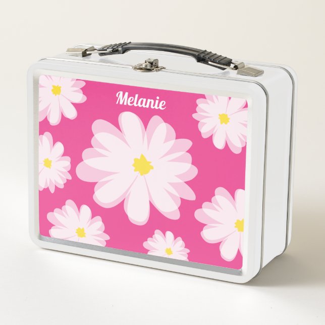 Girl's custom lunch box with cute flower print (Front)