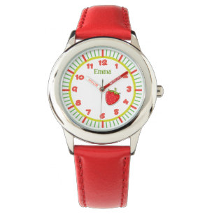 Girls Custom Name Cute Red Strawberry Watch