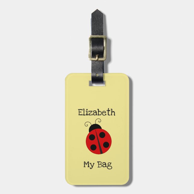 Girl's Custom Name with Ladybug Luggage Tag (Front Vertical)