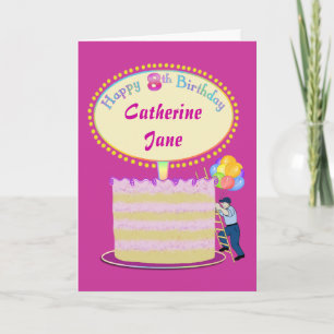 Girls Cute 8th Birthday Personalised It Card
