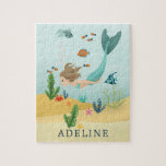Girls Cute and Magical Under the Sea Mermaid Kids Jigsaw Puzzle<br><div class="desc">This cute,  whimsical,  and modern kids puzzle design features an under-the-sea mermaid design,  with fish,  seaweed,  a crab,  and starfish,  and can be personalised with your girls name. The perfect magical and girly gift for any mermaid lover!</div>