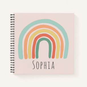 Girls Cute and Whimsical Boho Rainbow Kids Notebook
