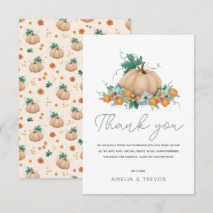 Girls Cute Autumn Fall Pumpkin Baby Shower Thank You Card