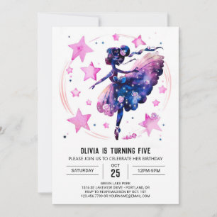 Girl's Cute Ballerina Birthday Invitation