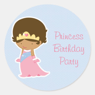 Girl's cute blue princess birthday party stickers