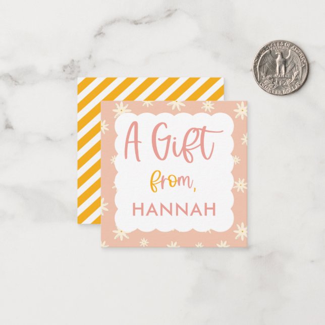 Girls Cute Boho Floral Daisy Gift Enclosure Card (Front/Back In Situ)