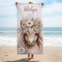 Girls Cute Boho Horse Personalised Name