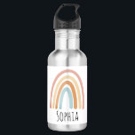 Girls Cute Boho Rainbow Kids School 532 Ml Water Bottle<br><div class="desc">This cute and chic kids water bottle design features a boho-style muted rainbow,  with room for you to add your girl's name in beautiful typography. The perfect back-to-school gift for your rainbow-loving child.</div>