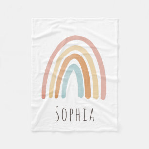 Girls Cute Boho Watercolor Rainbow Kids Fleece Blanket