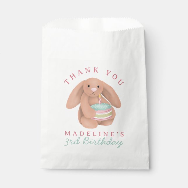 Girls Cute Bunny Girls Whimsical Birthday Favour Bag (Front)