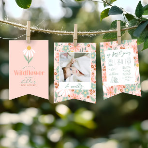 Girls Cute Daisy 1st Birthday Milestone Photo Bunting