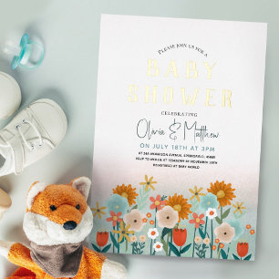 Girls Cute Elegant Floral Wildflowers Baby Shower