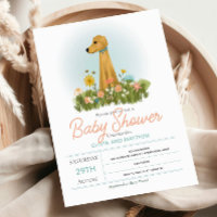 Girls Cute Elegant Golden Retriever Baby Shower