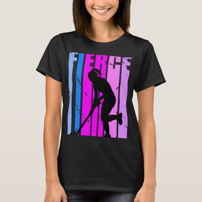 Girls Cute Fierce Field Hockey Birthday Colourful  T-Shirt (Front)