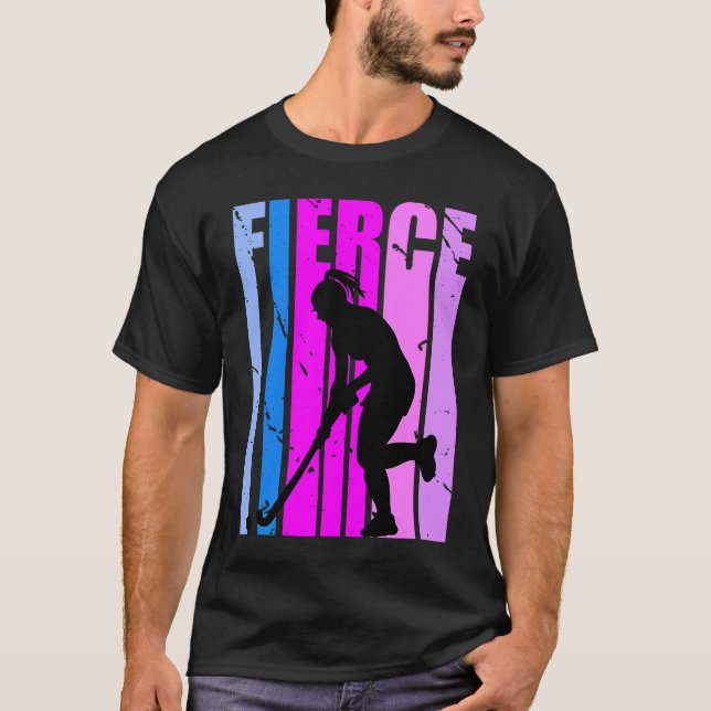 Girls Cute Fierce Field Hockey Birthday Colourful  T-Shirt (Front)