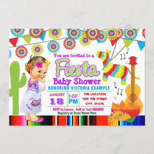Girls Cute Fiesta Baby Shower Invitations