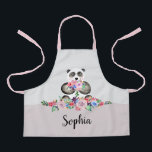Girls Cute Floral Panda Bear and Flowers Kids Apron<br><div class="desc">This cute floral kids apron design features a simple,  beautiful,  hand-painted panda bear holding a bunch of flowers. This watercolor design also features a place for you to add your girls name. The perfect girly gift for any panda lover!</div>