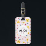 Girls Cute Flower Pattern Monogram Name Kids Luggage Tag<br><div class="desc">This elegant and girly floral luggage tag design features a cute pink watercolor flower pattern,  and has space for you to add your girls name and monogram in a hand-written font. The perfect gift for your little ones first trip. Check out our collection for the matching passport case.</div>