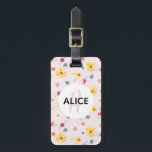Girls Cute Flower Pattern Monogram Name Kids Luggage Tag<br><div class="desc">This elegant and girly floral luggage tag design features a cute pink watercolor flower pattern,  and has space for you to add your girls name and monogram in a hand-written font. The perfect gift for your little ones first trip. Check out our collection for the matching passport case.</div>