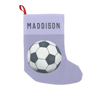 Girls Cute Football Soccer Sport Kids Purple Small Christmas Stocking