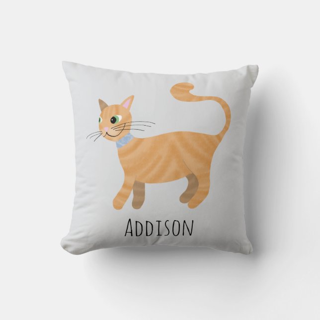 Girls Cute Ginger Tabby Kitty Cat Name Kids Cushion (Front)