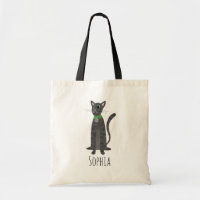 Girls Cute Grey Tabby Kitty Cat & Name Kids