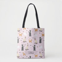 Girls Cute Kitty Cat Pattern and Name Kids