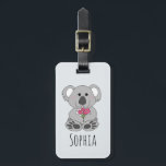 Girls Cute Koala Bear Cartoon and Name Kids Luggage Tag<br><div class="desc">This gorgeous and girly kids luggage tag features a beautiful, hand drawn koala bear cartoon and flowers. This cute kawaii design also features a place for you to add a girl's name. The perfect Australia wildlife design for any kid's first trip! Check out our collection for the matching passport case....</div>