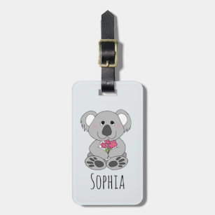 Girls Cute Koala Bear Cartoon and Name Kids Luggage Tag