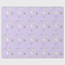 Girls Cute Lavender Unicorn Pattern Kids Birthday