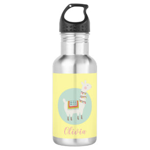 Girls Cute Llama Personalised Name Kids 532 Ml Water Bottle