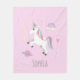Girls Cute Magical Pink Unicorn Kids Fleece Blanket