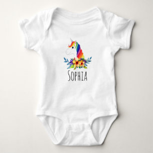 Girls Cute Magical Rainbow Unicorn Baby Bodysuit