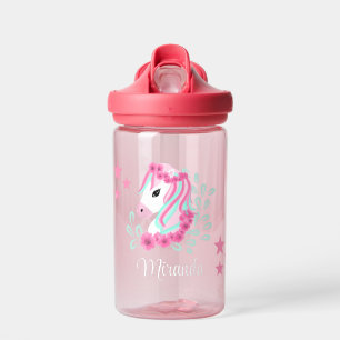 Girls Cute magical Unicorn Add your name Water Bottle