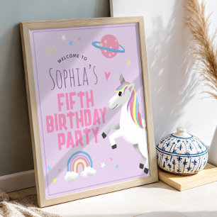 Girls Cute Magical Unicorn Birthday Welcome Sign
