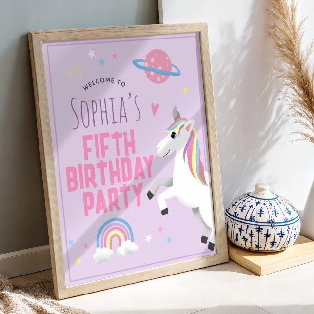 Girls Cute Magical Unicorn Birthday Welcome Sign (Creator Uploaded)