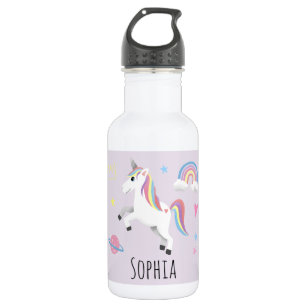 Girls Cute Magical Unicorn, Rainbow & Stars Kids 532 Ml Water Bottle